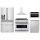 ZLINE 5-Piece Appliance Package - 36-Inch Paramount Induction Range, Wall Mount Range Hood, 36-Inch French Door Refrigerator with Water Dispenser, Dishwasher, and 30-Inch Microwave Drawer in Stainless Steel