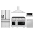 ZLINE 5-Piece Appliance Package - 48-Inch Paramount Induction Range, Wall Mount Range Hood, 36-Inch French Door Refrigerator with Water Dispenser, Dishwasher, and 30-Inch Microwave Drawer in Stainless Steel