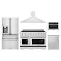ZLINE 5-Piece Appliance Package - 48-Inch Paramount Induction Range, Wall Mount Range Hood, 36-Inch French Door Refrigerator with Water Dispenser, Dishwasher, and 24-Inch Microwave Drawer in Stainless Steel