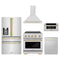 ZLINE 5-Piece Appliance Package - 30-Inch Autograph Induction Range, Wall Mount Range Hood, 36-Inch French Door Refrigerator with Water Dispenser, Dishwasher, and 30-Inch Microwave Drawer in Stainless Steel with Gold Accents