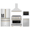 ZLINE 5-Piece Appliance Package - 36-Inch Autograph Edition Induction Range, Wall Mount Range Hood, 36-Inch French Door Refrigerator with Water Dispenser, Dishwasher, and 24-Inch Microwave Drawer in Stainless Steel with Champagne Bronze Accents