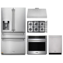 Thor Kitchen 5-Piece Pro Appliance Package - 36-Inch Gas Cooktop, Electric Wall Oven, Under Cabinet Hood, Dishwasher & Refrigerator with Water Dispenser in Stainless Steel