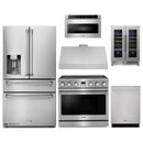 Thor Kitchen A-Series 6-Piece Appliance Package - 36-Inch Electric Range, Under Cabinet Range Hood, Refrigerator with Water Dispenser, Dishwasher, Microwave, and Wine Cooler in Stainless Steel