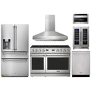 Thor Kitchen A-Series 6-Piece Appliance Package - 48-Inch Propane Gas Range, Pro-Style Wall Mount Range Hood, Refrigerator with Water Dispenser, Dishwasher, Microwave, and Wine Cooler in Stainless Steel