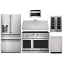 Thor Kitchen A-Series 6-Piece Appliance Package - 48-Inch Gas Range, Under Cabinet Range Hood, Refrigerator with Water Dispenser, Dishwasher, Microwave, and Wine Cooler in Stainless Steel