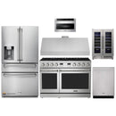 Thor Kitchen A-Series 6-Piece Appliance Package - 48-Inch Propane Gas Range, Under Cabinet Range Hood, Refrigerator with Water Dispenser, Dishwasher, Microwave, and Wine Cooler in Stainless Steel