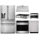 Thor Kitchen 6-Piece Pro Appliance Package - 36-Inch Rangetop, Electric Wall Oven, Under Cabinet Hood, Refrigerator with Water Dispenser, Dishwasher, & Microwave in Stainless Steel