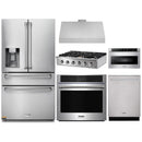 Thor Kitchen 6-Piece Pro Appliance Package - 36-Inch Rangetop, Electric Wall Oven, Under Cabinet Hood, Refrigerator with Water Dispenser, Dishwasher, & Microwave in Stainless Steel