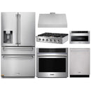 Thor Kitchen 6-Piece Pro Appliance Package - 36-Inch Propane Gas Rangetop , Electric Wall Oven, Under Cabinet Hood, Refrigerator with Water Dispenser, Dishwasher, & Microwave in Stainless Steel