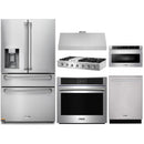 Thor Kitchen 6-Piece Appliance Package - 48-Inch Propane Gas Rangetop, Electric Wall Oven, Under Cabinet 11-Inch Tall Hood, Refrigerator with Water Dispenser, Dishwasher & Microwave Drawer in Stainless Steel