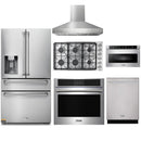 Thor Kitchen 6-Piece Pro Appliance Package - 36-Inch Gas Cooktop, Electric Wall Oven, Pro-Style Wall Mount Hood, Refrigerator with Water Dispenser, Dishwasher & Microwave Drawer in Stainless Steel