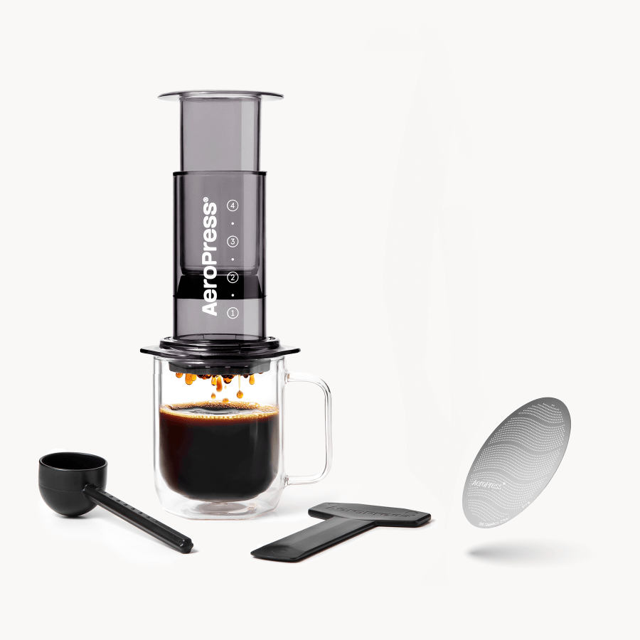 AeroPress Coffee Maker & Stainless Steel Filter Traveler's Bundle, 3-in-1 Brewing, Clear & Colors
