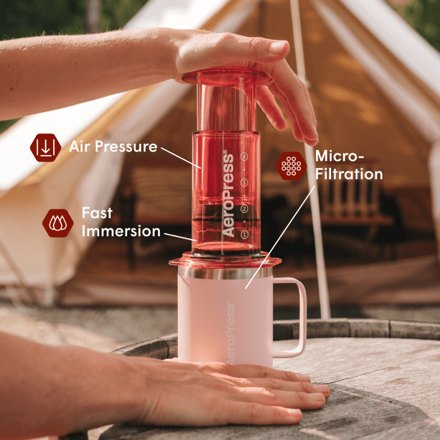 AeroPress Coffee Maker & Stainless Steel Filter Traveler's Bundle, 3-in-1 Brewing, Clear & Colors