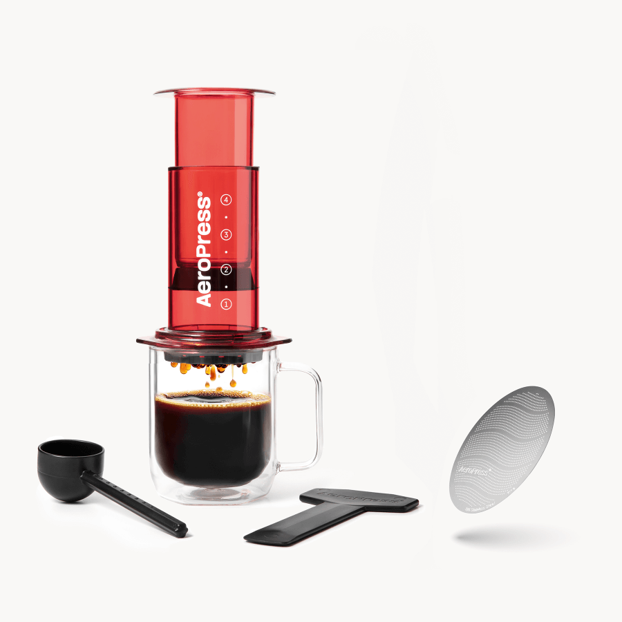AeroPress Coffee Maker & Stainless Steel Filter Traveler's Bundle, 3-in-1 Brewing, Clear & Colors