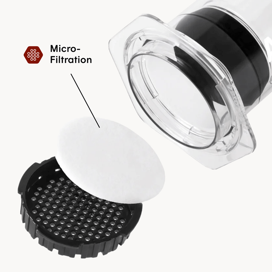 AeroPress clear cap and black micro-filtration disc
