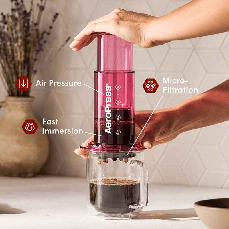AeroPress Coffee Maker, 3-in-1 Brewing, Clear & Colors