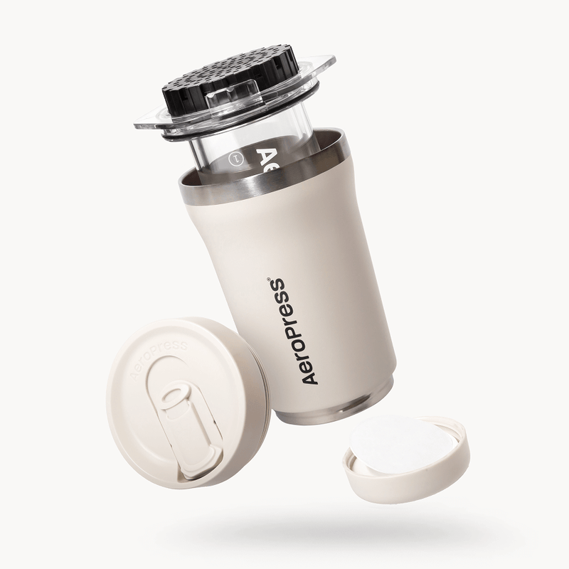 AeroPress Coffee Maker Go Plus, 3-in-1 Brewing with 16 oz Stainless Steel Travel Tumbler