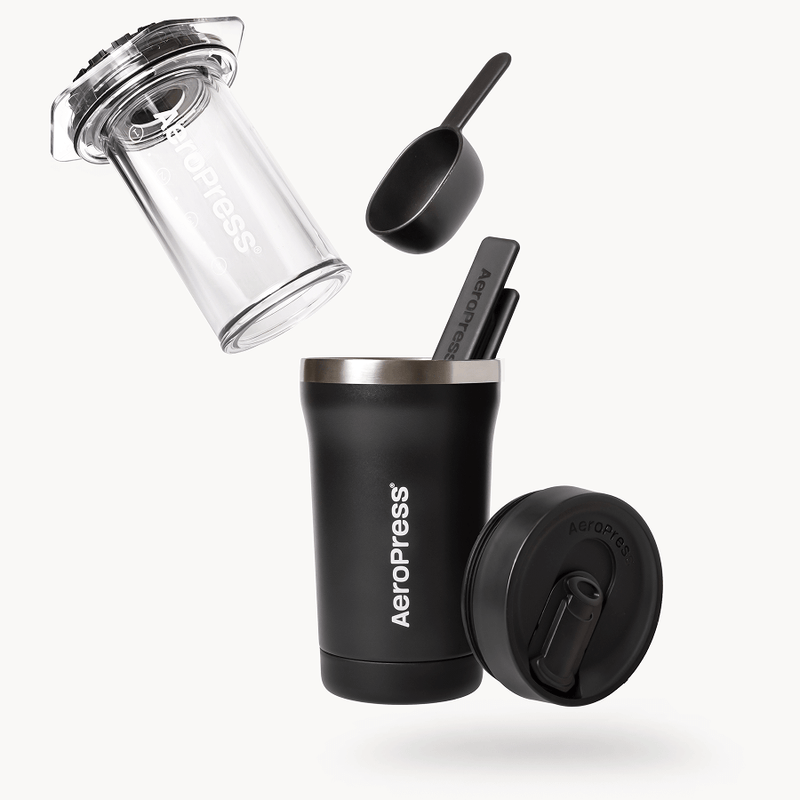 AeroPress Coffee Maker Go Plus, 3-in-1 Brewing with 16 oz Stainless Steel Travel Tumbler