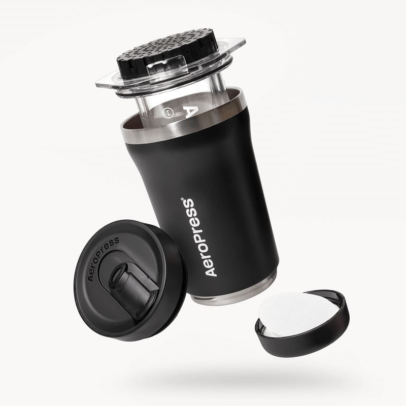 AeroPress Coffee Maker Go Plus, 3-in-1 Brewing with 16 oz Stainless Steel Travel Tumbler