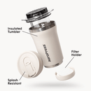 AeroPress Coffee Maker Go Plus, 3-in-1 Brewing with 16 oz Stainless Steel Travel Tumbler