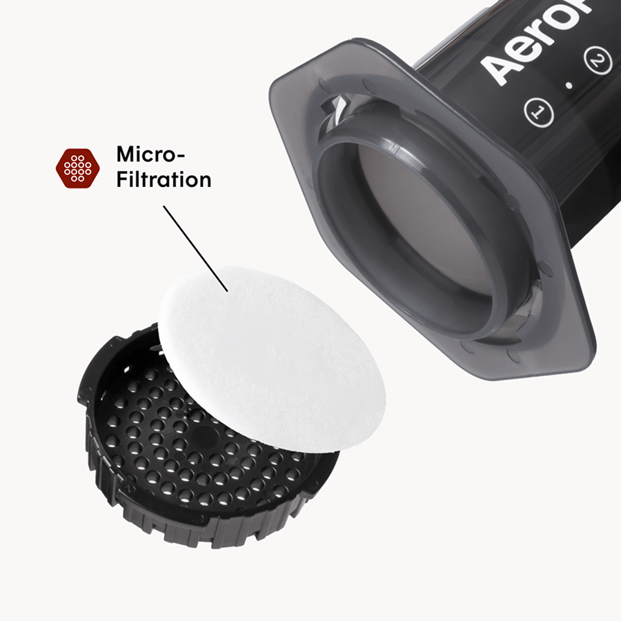AeroPress micro-filter screen and filter cap for fine coffee filtration
