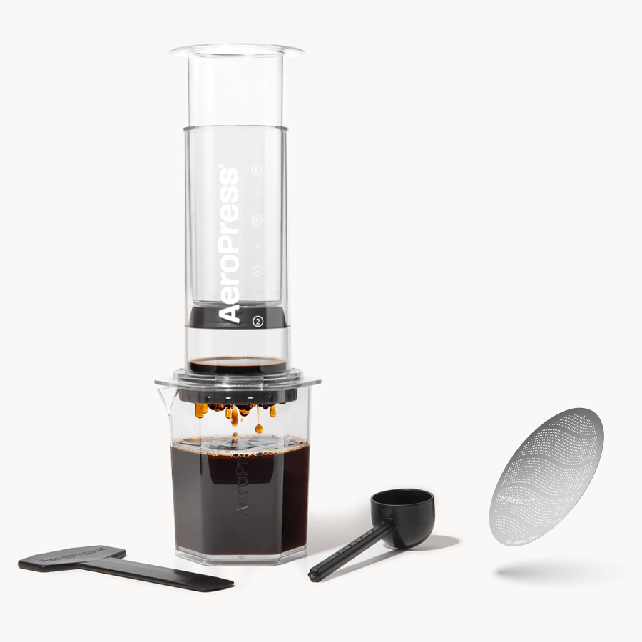 AeroPress Clear XL Coffee Press & XL Stainless Steel Filter Traveler's Bundle, 3-in-1 Brewing (XL90XLMF1)