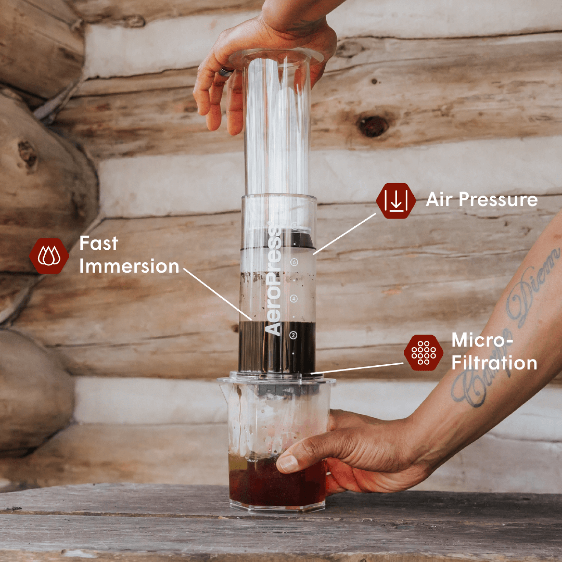 AeroPress Clear XL Coffee Press & XL Stainless Steel Filter Traveler's Bundle, 3-in-1 Brewing (XL90XLMF1)
