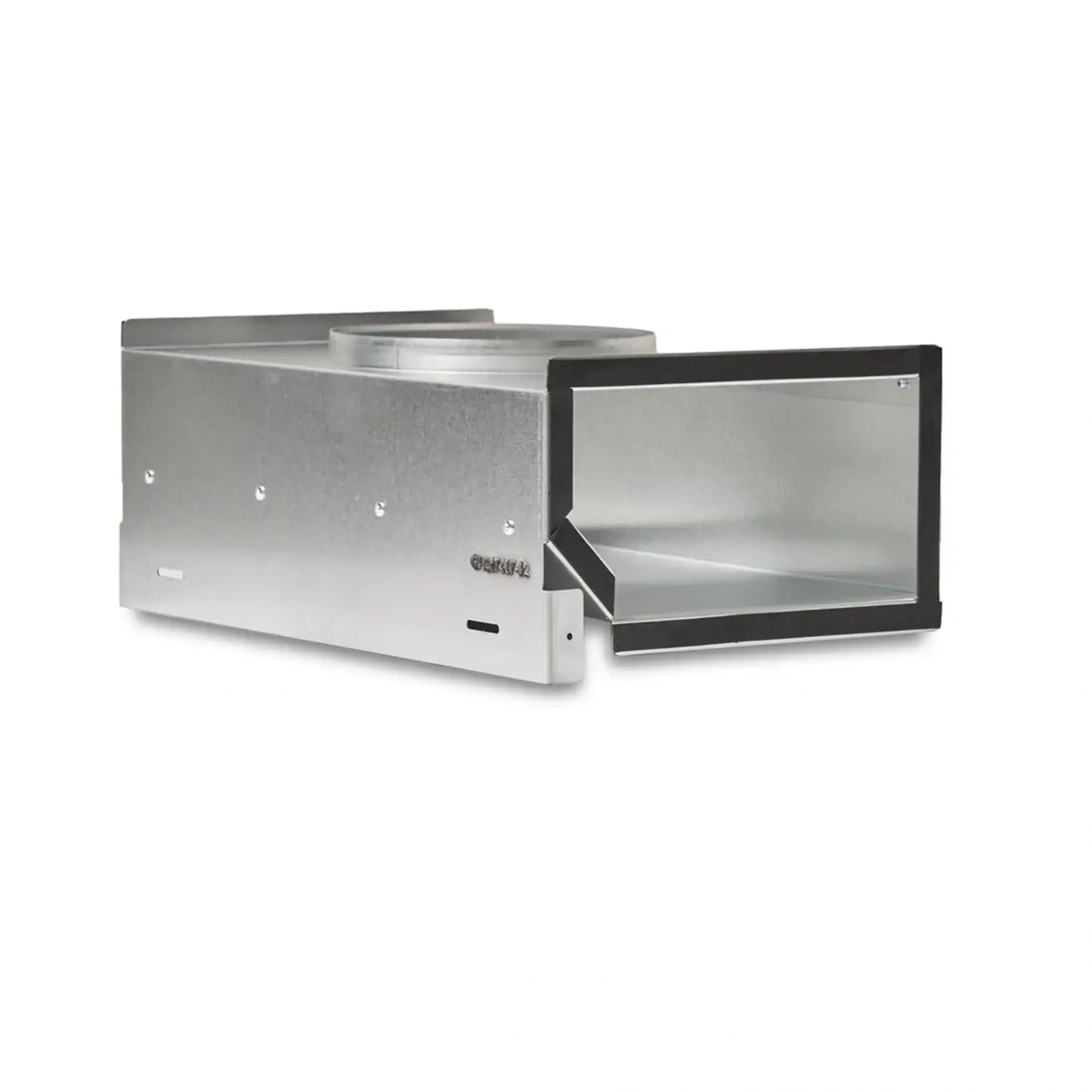 Stainless steel recirculating kit housing with vent opening and duct collar