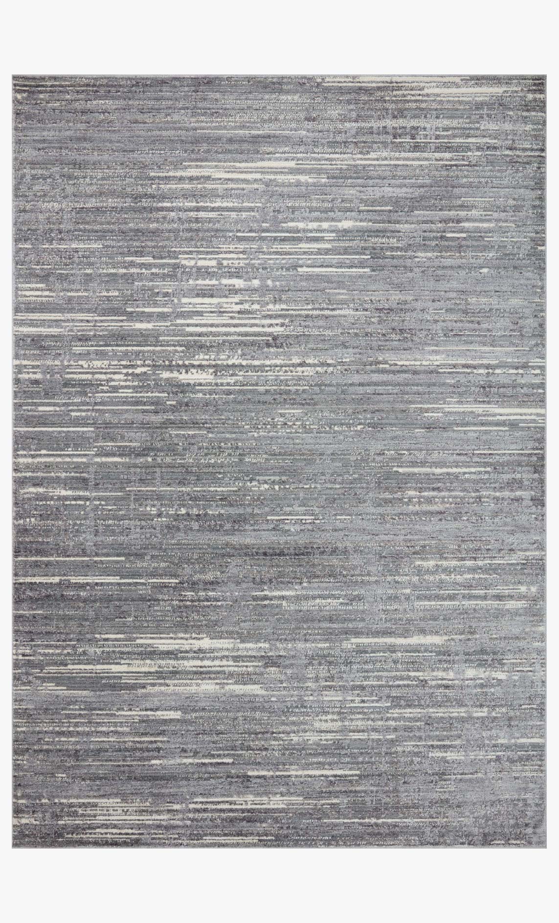 Area rug with textured gray and linear horizontal stripes in blue-green and sage
