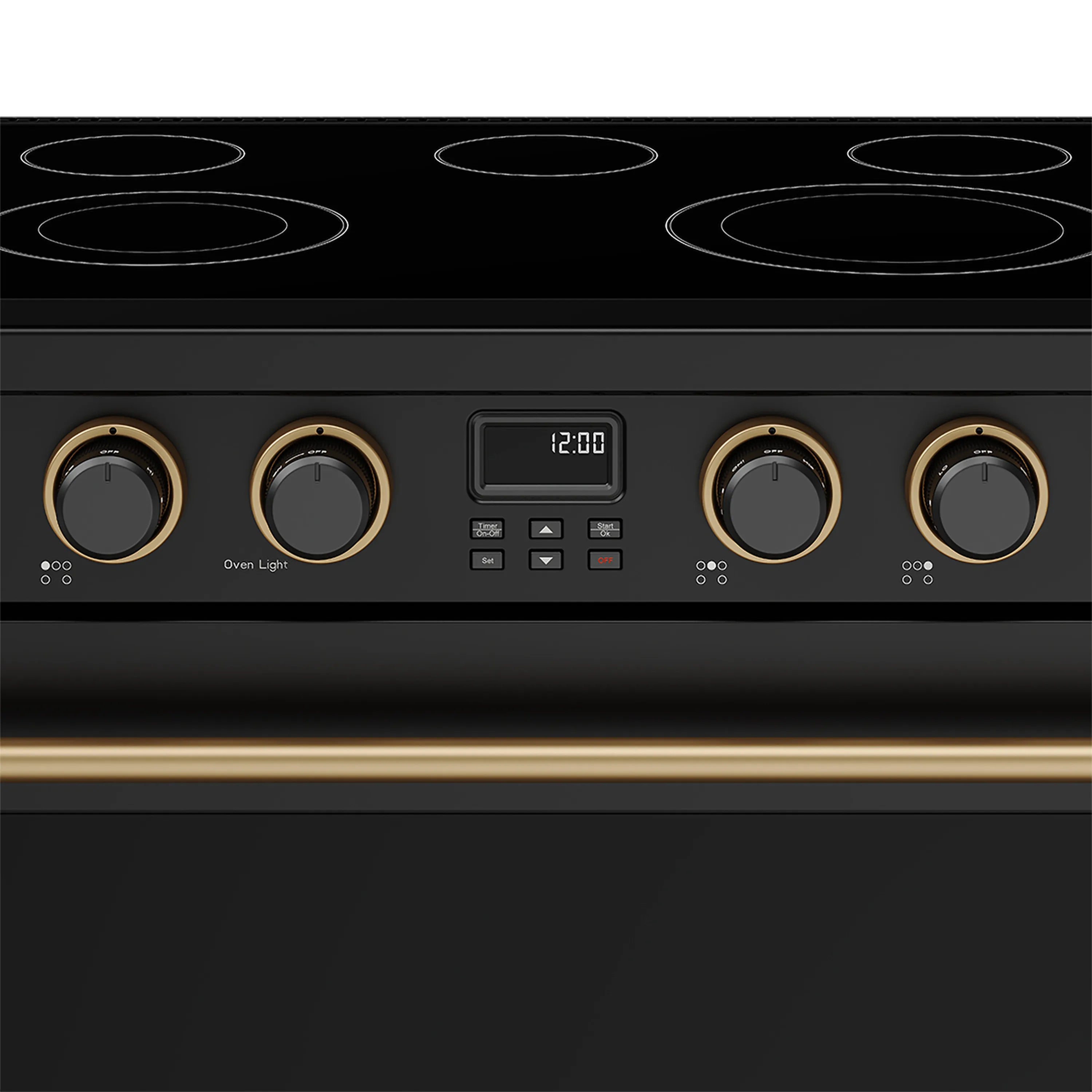 Thor Kitchen 36-Inch Electric Range with 5 Burners, 6.0 cu. ft. Convection Oven in Black with Bronze Trim (ARE36B-BRZ)