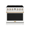 Thor Kitchen 36-Inch Electric Range with 5 Burners, 6.0 cu. ft. Convection Oven in White with Bronze Trim (ARE36W-BRZ)