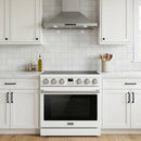 Thor Kitchen 3-Piece Appliance Package - 36-Inch Electric Range, 30-Inch Refrigerator, & 24-Inch Dishwasher in White