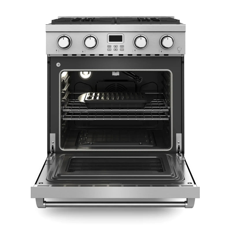 Thor Kitchen A-Series 2-Piece Appliance Package - 30-Inch Gas Range and Over-the-Range Microwave & Vent Hood in Stainless Steel