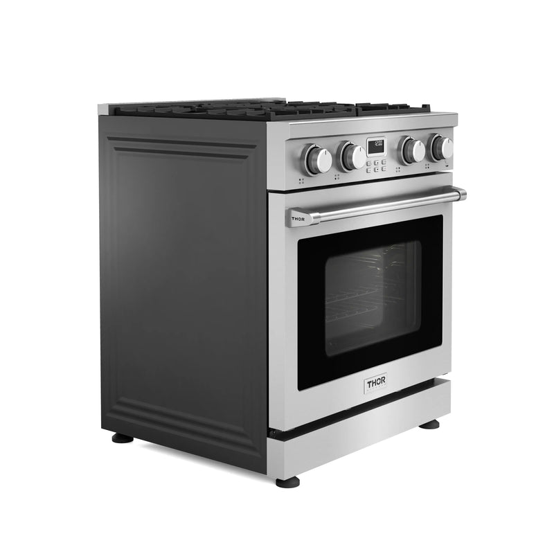 Thor Kitchen A-Series 6-Piece Appliance Package - 30-Inch Gas Range, Under Cabinet Range Hood, Refrigerator, Dishwasher, Microwave, and Wine Cooler in Stainless Steel