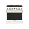 Thor Kitchen 36-Inch Contemporary Propane Gas Range with 6.0 Cu. Ft. Oven and 6 Cooktop Burners in White and Bronze (ARG36WLP-BRZ)