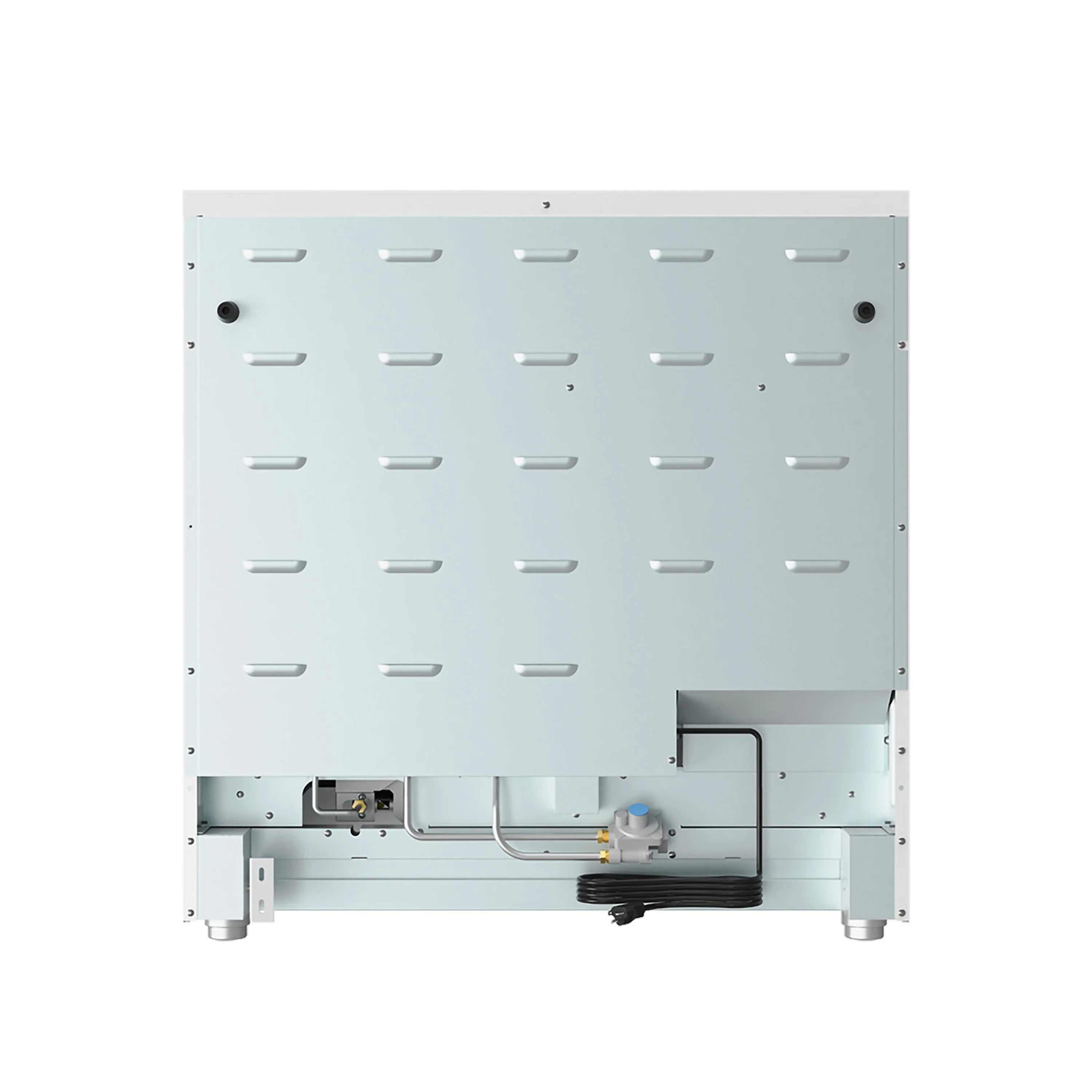Wall hood underside panel with wiring and mounting brackets in light gray