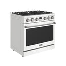 Thor Kitchen 36-Inch Propane Gas Range with 6 Burners, 6.0 cu. ft. Convection Oven in White (ARG36WLP)