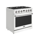 Thor Kitchen 3-Piece Appliance Package - 36-Inch Natural Gas Range, 36-Inch Refrigerator, & 24-Inch Dishwasher in White
