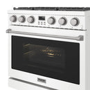 Thor Kitchen 3-Piece Appliance Package - 36-Inch Propane Gas Range, 36-Inch Refrigerator, & 24-Inch Dishwasher in White