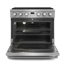 Thor Kitchen A-Series 5-Piece Appliance Package - 36-Inch Propane Gas Range, Pro-Style Wall Mount Range Hood, Refrigerator with Water Dispenser, Dishwasher, and Microwave in Stainless Steel