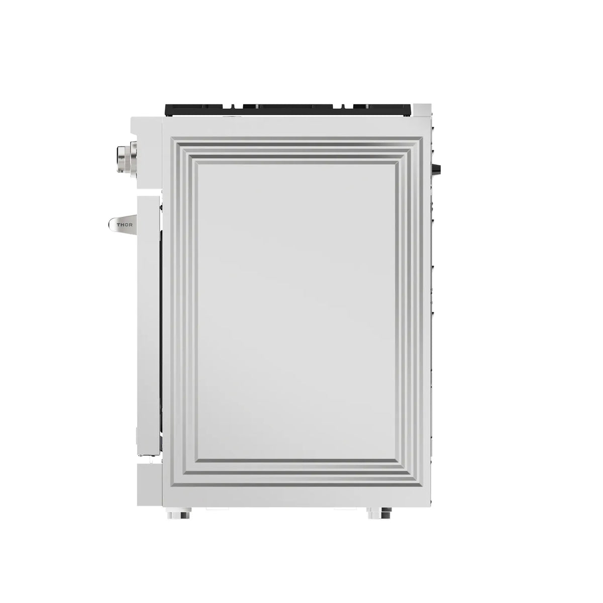 Stainless steel appliance rear panel with framed border and vent openings