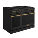 Thor Kitchen 48-Inch Contemporary Propane Gas Range with 7.6 Cu. Ft. Oven and 8 Cooktop Burners in Black with Bronze Accents (ARG48BLP-BRZ)