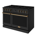 Thor Kitchen 48-Inch Contemporary Natural Gas Range with 7.6 Cu. Ft. Oven and 8 Cooktop Burners in Black with Bronze Accents (ARG48B-BRZ)