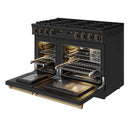 Thor Kitchen 48-Inch Contemporary Natural Gas Range with 7.6 Cu. Ft. Oven and 8 Cooktop Burners in Black with Bronze Accents (ARG48B-BRZ)