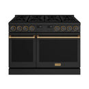 Thor Kitchen 48-Inch Contemporary Natural Gas Range with 7.6 Cu. Ft. Oven and 8 Cooktop Burners in Black with Bronze Accents (ARG48B-BRZ)