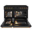 Thor Kitchen 48-Inch Contemporary Natural Gas Range with 7.6 Cu. Ft. Oven and 8 Cooktop Burners in Black with Bronze Accents (ARG48B-BRZ)