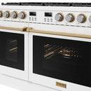 Thor Kitchen 48-Inch Contemporary Propane Gas Range with 7.6 Cu. Ft. Oven and 8 Cooktop Burners in White with Bronze Accents (ARG48WLP-BRZ)