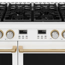 Thor Kitchen 48-Inch Contemporary Propane Gas Range with 7.6 Cu. Ft. Oven and 8 Cooktop Burners in White with Bronze Accents (ARG48WLP-BRZ)