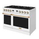 Thor Kitchen 48-Inch Contemporary Propane Gas Range with 7.6 Cu. Ft. Oven and 8 Cooktop Burners in White with Bronze Accents (ARG48WLP-BRZ)
