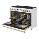 Thor Kitchen 48-Inch Contemporary Propane Gas Range with 7.6 Cu. Ft. Oven and 8 Cooktop Burners in White with Bronze Accents (ARG48WLP-BRZ)